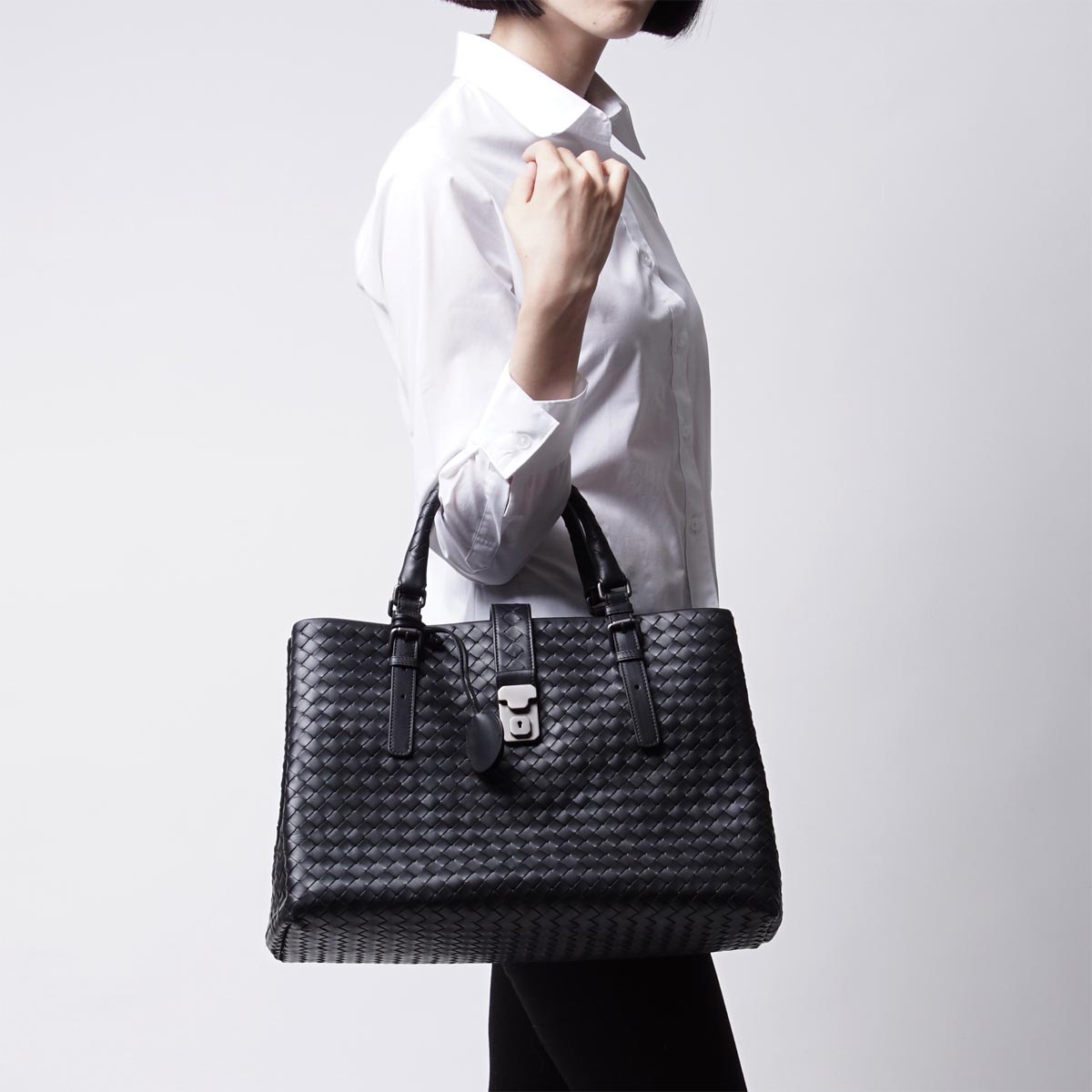ボッテガヴェネタ/BOTTEGA VENETA/ ハンドバッグ/ローマ/LEGGERO /ネロ ブラック系171265 vq130 1000 レディース - 商品画像 4