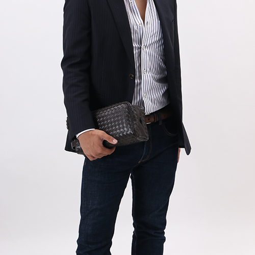 ボッテガヴェネタコピー バッグ BOTTEGA VENETA セカンドバッグ メンズ レザー ダークブラウン 244706 V4651 2040 EBANO - 商品画像 1