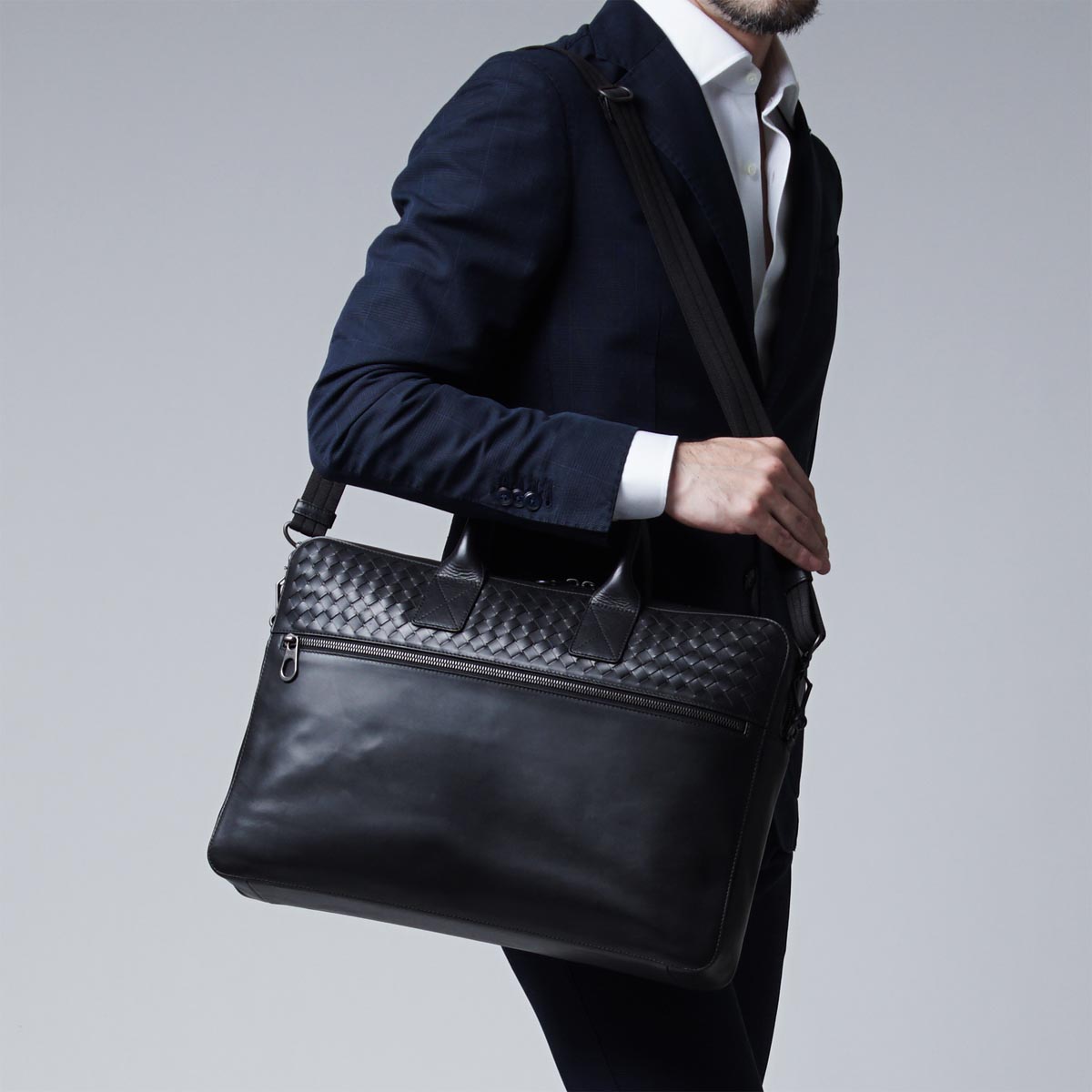 ボッテガヴェネタ/BOTTEGA VENETA ブリーフケース(2WAY仕様) MATT CALF NERO ブラック系 405557 vm404 1000 メンズ - 商品画像 10
