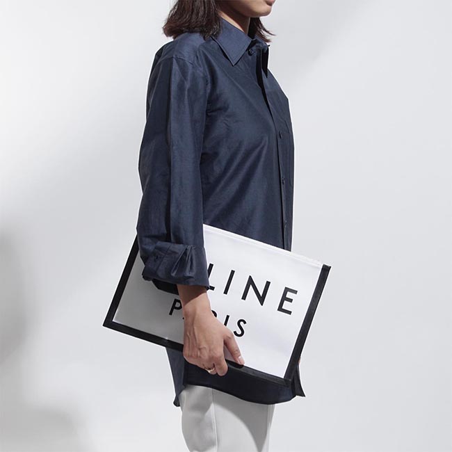 スーパーコピーセリーヌ CELINE ポーチ クラッチバッグ ホワイト レディース ギフト プレゼント コットン 10a96 2b4w 01wb メイド・イン - 商品画像 3