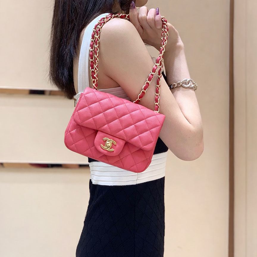 シャネル スーパーコピー Classic Flap Bag スクエアミニ ピンク A01115 - 商品画像 7