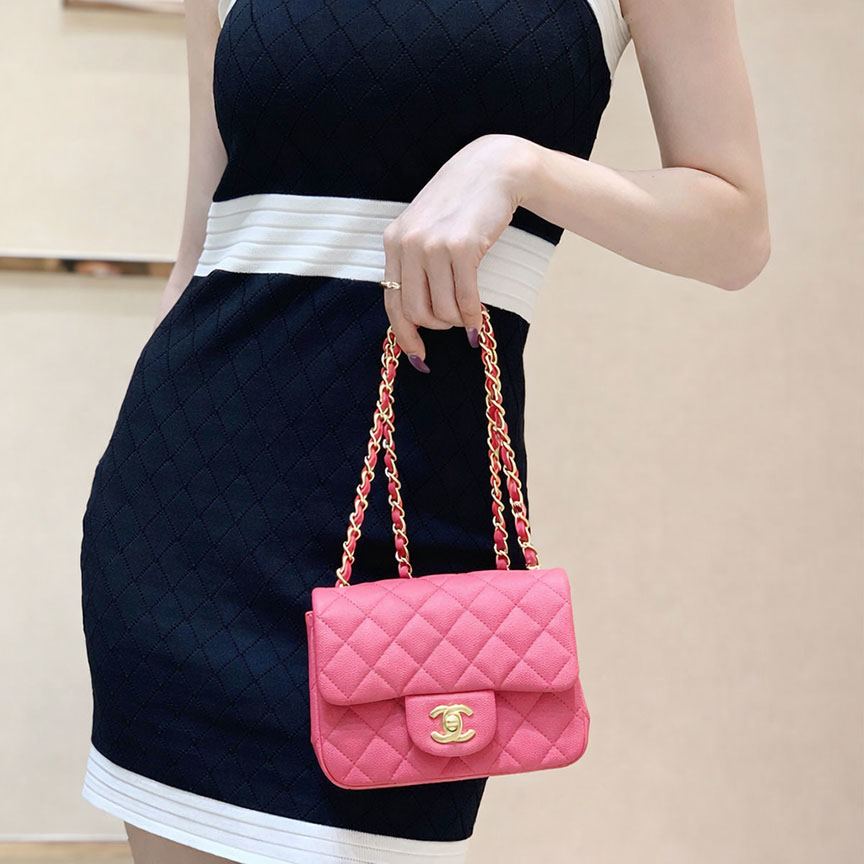 シャネル スーパーコピー Classic Flap Bag スクエアミニ ピンク A01115 - 商品画像 3