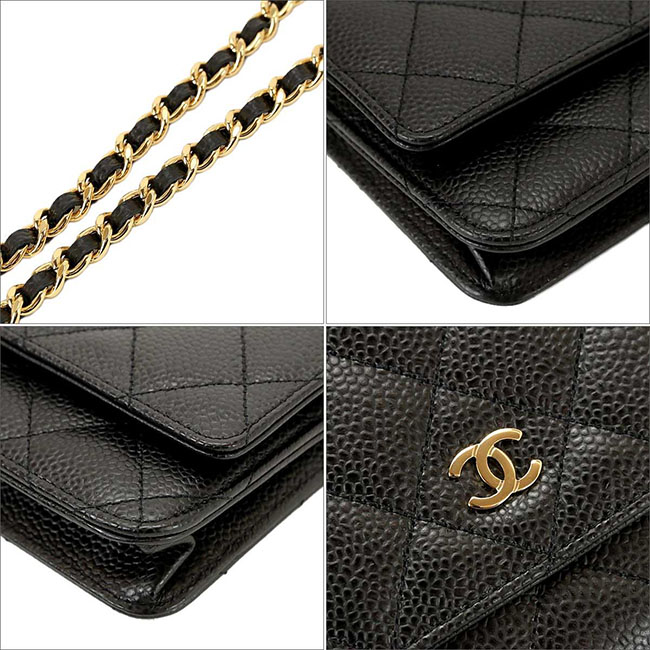 シャネル CHANELスーパーコピー マトラッセ チェーン ウォレット 長財布 キャビアスキン ブラック A33814 - 商品画像 9