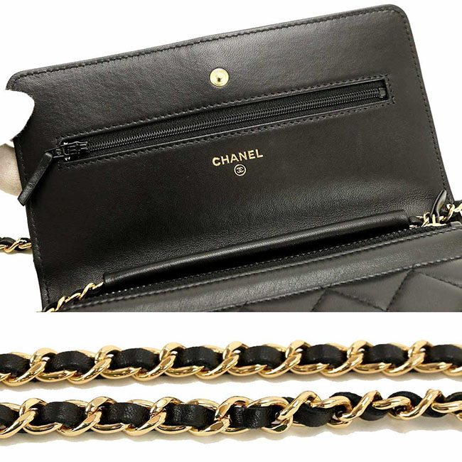 シャネルコピー CHANEL マトラッセ チェーン ウォレット 財布 ブラック レザー A33814 - 商品画像 3