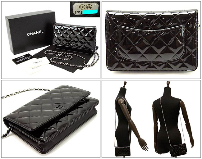 シャネルコピー CHANEL エナメル マトラッセ チェーン ウォレット ショルダー レザー 長財布 斜め掛け ブラック 黒 A33815 - 商品画像 2