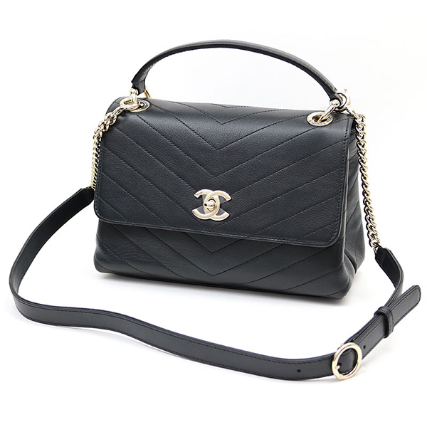 シャネルコピー 【CHANEL】シェブロン トップハンドル フラップバッグ スモール ブラック カーフスキン クラシック 2WAYハンドバッグ チェーンショルダーバッグ Vステッチ キルティング A57147 - 商品画像 7