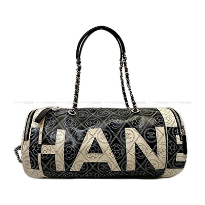 CHANELスーパーコピー シャネル カメリア&ココマーク ロゴ ボーリング チェーンバッグ 黒Xベージュ プリントキャンバスXカーフスキン A57428 - 商品画像 7