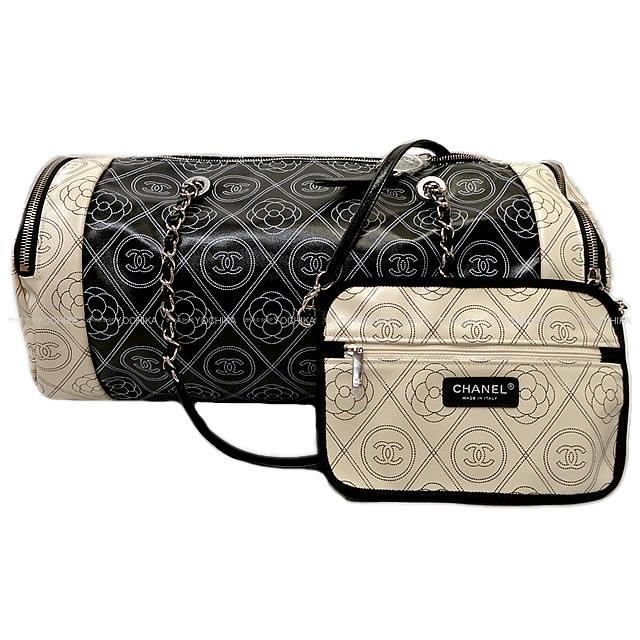 CHANELスーパーコピー シャネル カメリア&ココマーク ロゴ ボーリング チェーンバッグ 黒Xベージュ プリントキャンバスXカーフスキン A57428 - 商品画像 8