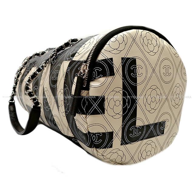 CHANELスーパーコピー シャネル カメリア&ココマーク ロゴ ボーリング チェーンバッグ 黒Xベージュ プリントキャンバスXカーフスキン A57428 - 商品画像 5