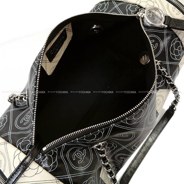 CHANELスーパーコピー シャネル カメリア&ココマーク ロゴ ボーリング チェーンバッグ 黒Xベージュ プリントキャンバスXカーフスキン A57428 - 商品画像 6