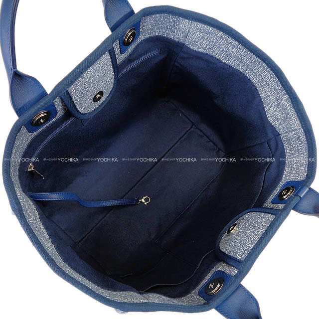 CHANELトートバッグコピー シャネル ドーヴィル 2Way チェーンショルダー ツイードブルー ラフィアXカーフ A66941 - 商品画像 6