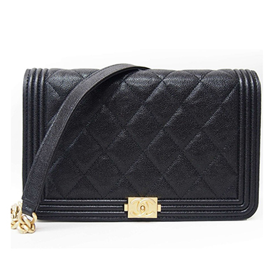 シャネル CHANEL ボーイシャネル チェーン ウォレット 黒 ゴートスキン 型押し ゴールド金具 A81969 Chanel 8031 - 商品画像 7