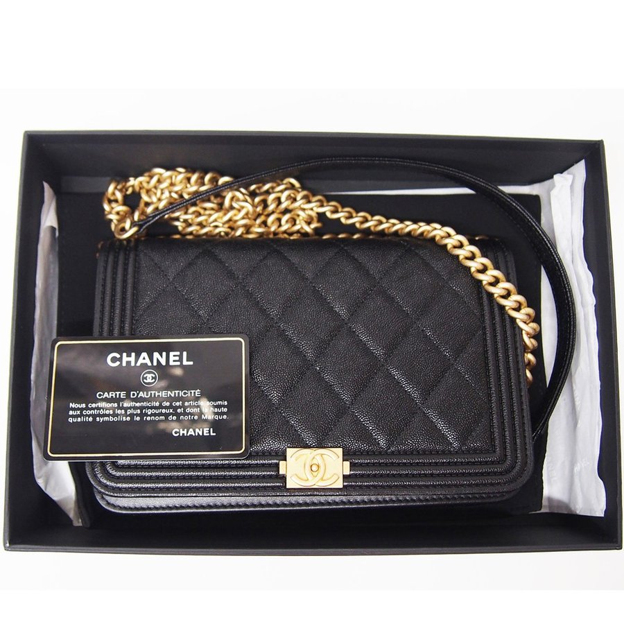 シャネル CHANEL ボーイシャネル チェーン ウォレット 黒 ゴートスキン 型押し ゴールド金具 A81969 Chanel 8031 - 商品画像 3