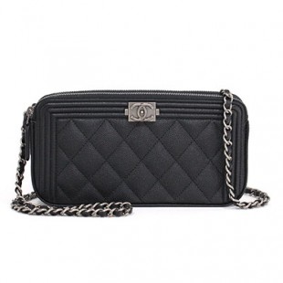 シャネルコピー CHANEL チェーンクラッチバッグ ウォレットバッグ ブラック シルバー金具 グレインドカーフスキン キャビアスキン A84069 Y33257 94305 - 商品画像 2