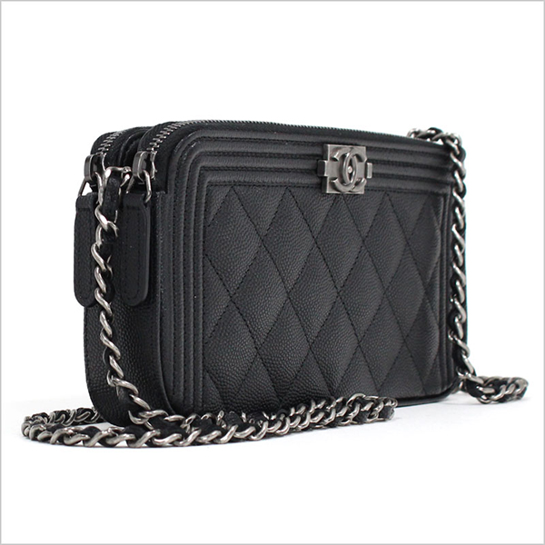 シャネルコピー CHANEL チェーンクラッチバッグ ウォレットバッグ ブラック シルバー金具 グレインドカーフスキン キャビアスキン A84069 Y33257 94305 - 商品画像 4