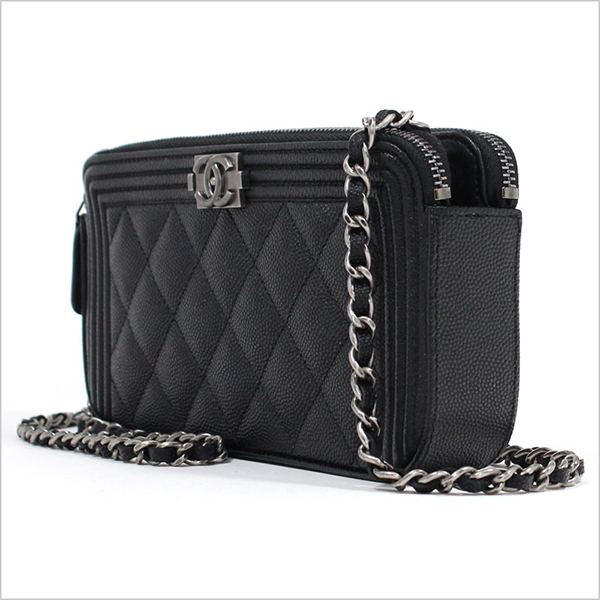 シャネルコピー CHANEL チェーンクラッチバッグ ウォレットバッグ ブラック シルバー金具 グレインドカーフスキン キャビアスキン A84069 Y33257 94305 - 商品画像 8
