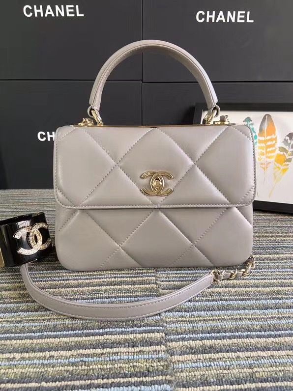 CHANEL スモール トップハンドル フラップ バッグ グレー A92236 B01289 N4854 - 商品画像 4