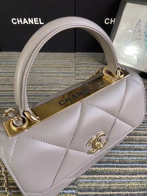 CHANEL スモール トップハンドル フラップ バッグ グレー A92236 B01289 N4854 - 商品画像 6