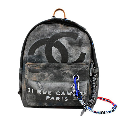 シャネル CHANEL 2014SSコレクション グラフィティ リュックサック バックパック キャンバス グレー A92352 - 商品画像 4