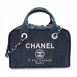 シャネルスーパーコピー ハンドバッグ CHANEL チェーンショルダーバッグ/ボウリングバッグ ドーヴィル ココマーク デニム ネイビー A92749 Y10472 2A183 - 商品画像 2