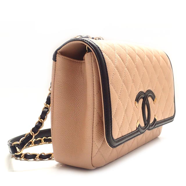 CHANELスーパーコピー シャネル ココマークマトラッセ チェーンショルダーバッグ A93340 キャビアスキン ベージュ×ブラック - 商品画像 4