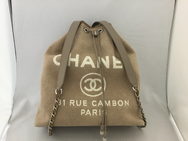 CHANELスーパーコピー シャネル ドーヴィル A93787 キャンパス×レザー ベージュ リュック バックパック ベージュ - 商品画像 4