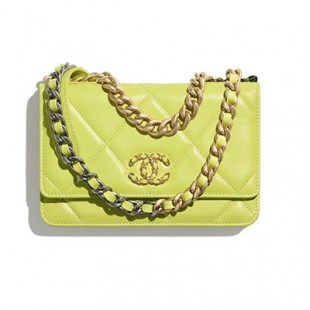 シャネルコピー CHANEL19 チェーンウォレット ショルダーバッグ ネオンイエロー AP0957 B05659 NC396 - 商品画像 1