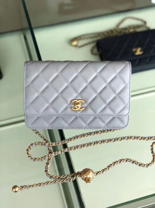 シャネル CHANEL ラムスキン チェーンウォレット グレー AP1450 B02991 94302 - 商品画像 8