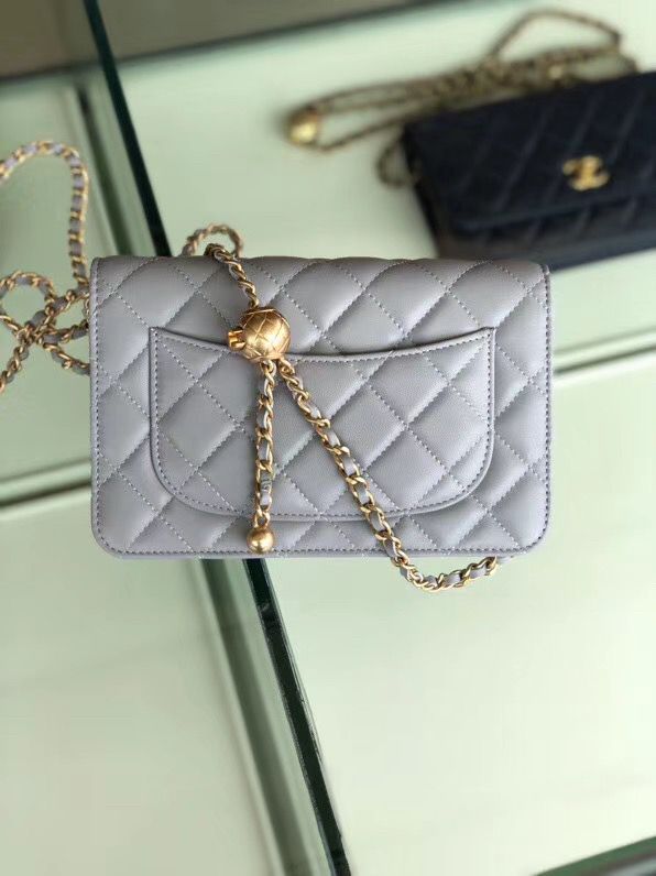 シャネル CHANEL ラムスキン チェーンウォレット グレー AP1450 B02991 94302 - 商品画像 4