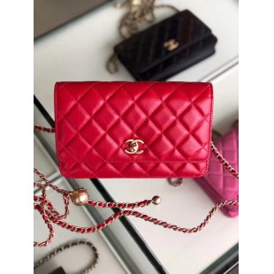 シャネル CHANEL ラムスキン チェーンウォレット 赤 AP1450 B02991 94308 - 商品画像 2