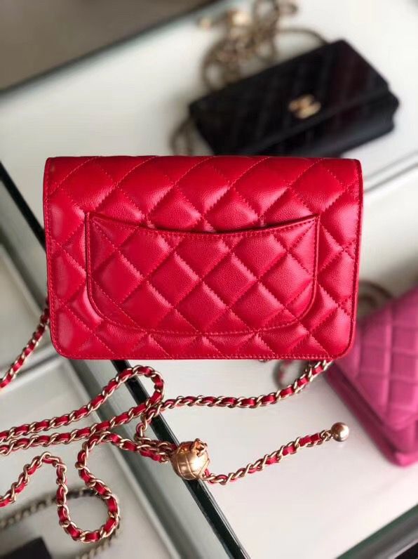 シャネル CHANEL ラムスキン チェーンウォレット 赤 AP1450 B02991 94308 - 商品画像 4