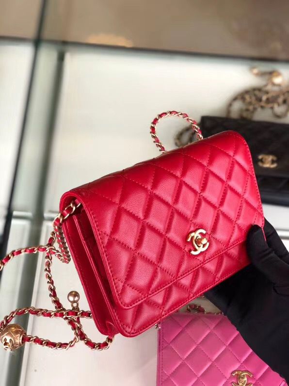 シャネル CHANEL ラムスキン チェーンウォレット 赤 AP1450 B02991 94308 - 商品画像 10
