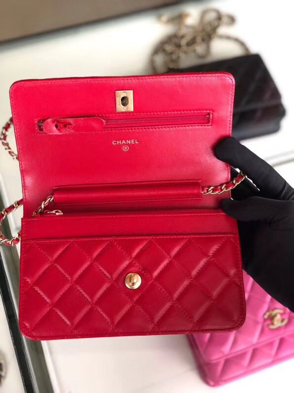 シャネル CHANEL ラムスキン チェーンウォレット 赤 AP1450 B02991 94308 - 商品画像 7