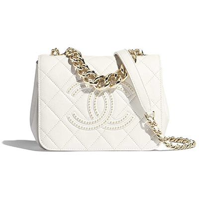 シャネルコピー CHANEL フラップ ショルダーバッグ CC ラム スタッズ パール 白 AS1514 B02377 10601 - 商品画像 7