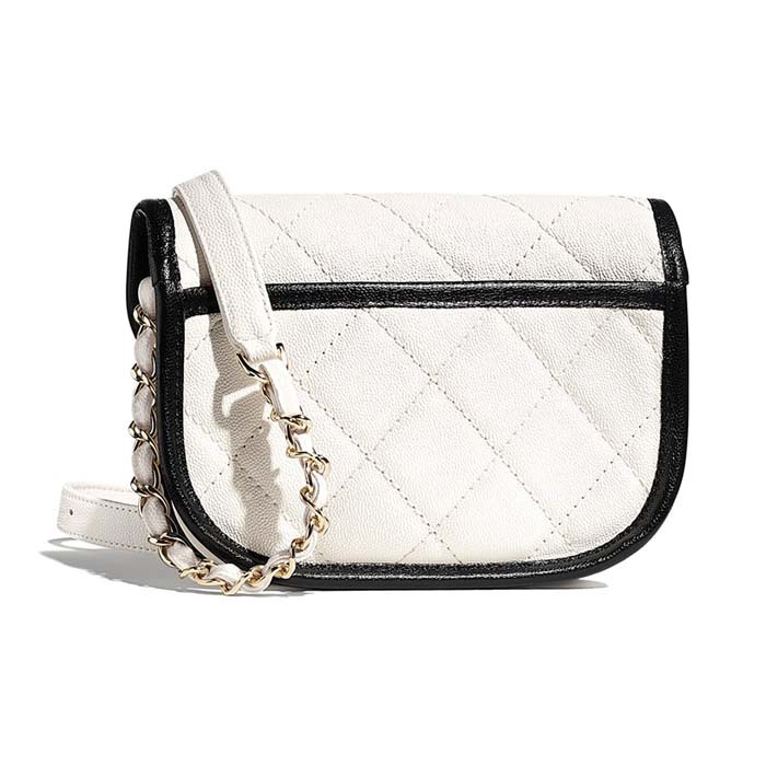 CHANEL ミニ メッセンジャー ショルダーバッグ グレインド カーフスキン ホワイト AS2465 B05440 C0200 - 商品画像 2