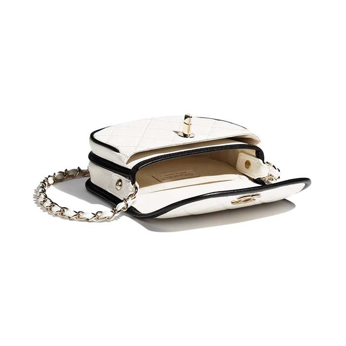 CHANEL ミニ メッセンジャー ショルダーバッグ グレインド カーフスキン ホワイト AS2465 B05440 C0200 - 商品画像 5