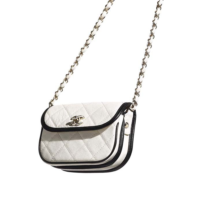 CHANEL ミニ メッセンジャー ショルダーバッグ グレインド カーフスキン ホワイト AS2465 B05440 C0200 - 商品画像 3