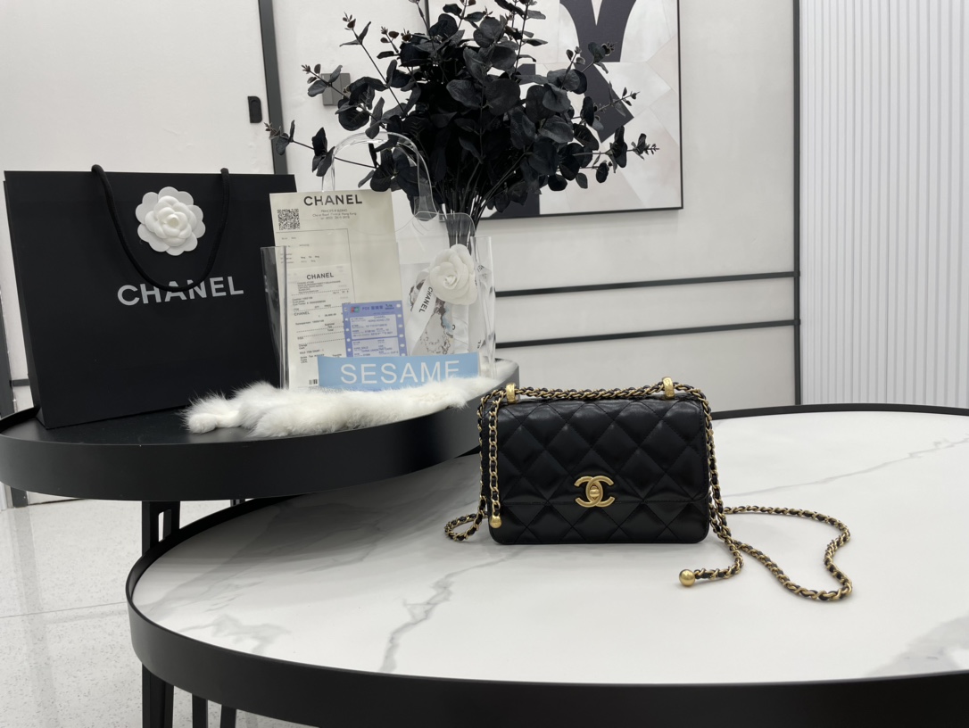 シャネルコピー CHANEL ミニ フラップバック カーフスキン ブラック AS2615 B05973 94305 - 商品画像 4
