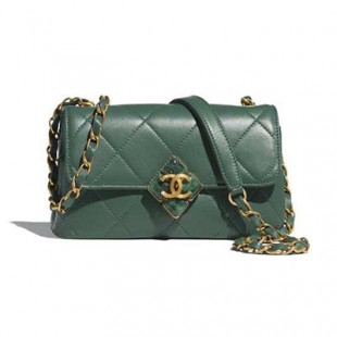 CHANELスーパーコピー ミニフラップバッグ レジン マトラッセ グリーン AS2633 B05977 NC636 - 商品画像 1