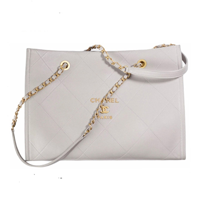 シャネル CHANEL スモールショッピングバッグ カーフスキン グレー ロゴ AS2752 B06377 10601 - 商品画像 5