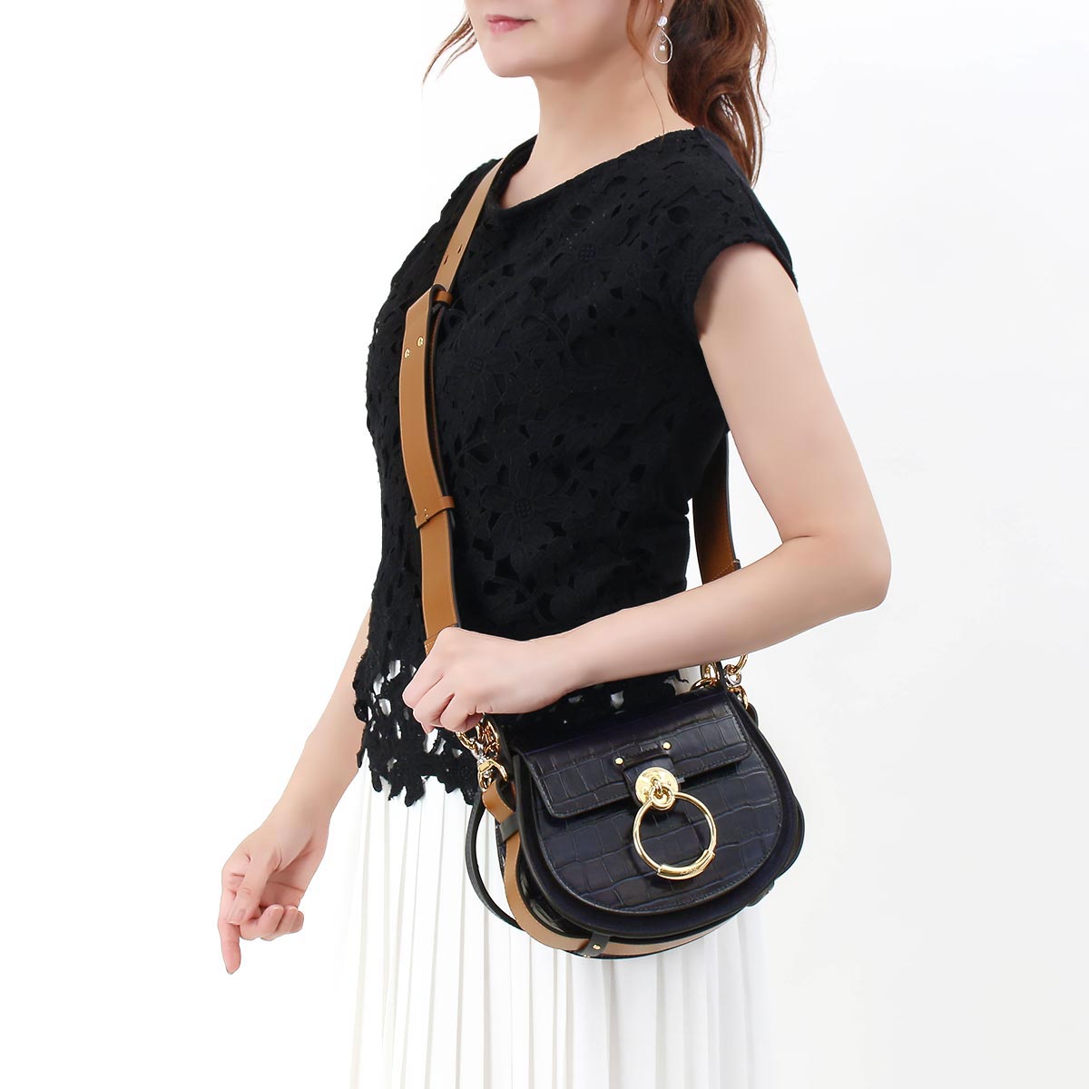 クロエスーパーコピー CHLOE ショルダーバッグ/ハンドバッグ テス/TESS クロコ型押し フルブルーネイビー CHC19SS153 A87 4D4 レディース - 商品画像 4