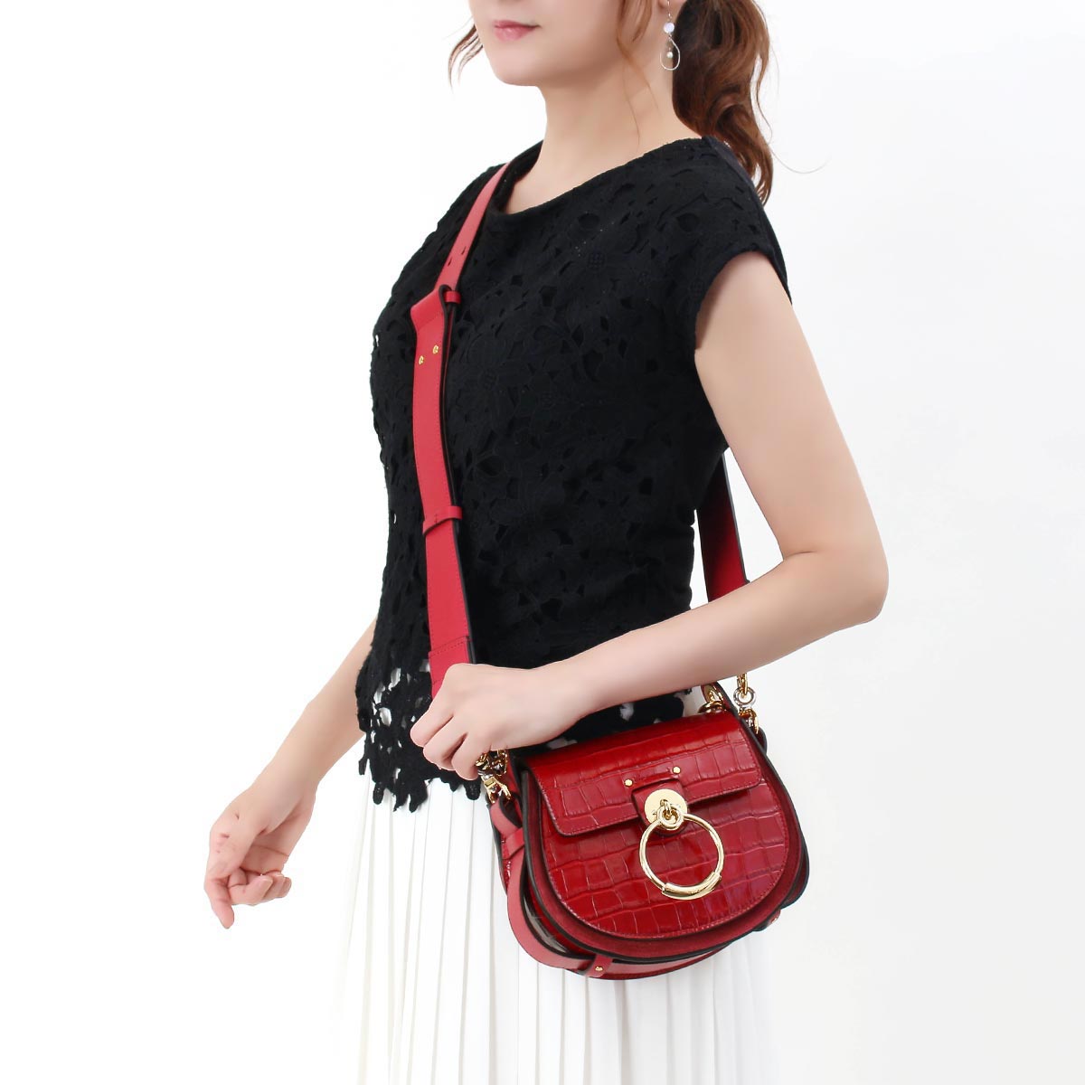 クロエコピー CHLOE ショルダーバッグ/ハンドバッグ テス/TESS クロコ型押し ダスキーレッド CHC19SS153 A87 634 レディース - 商品画像 4