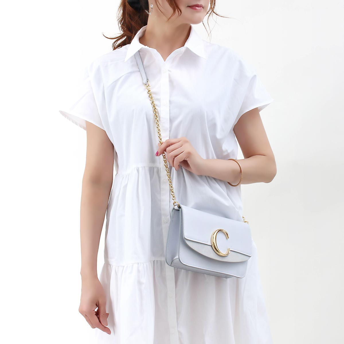 クロエ ショルダーバッグ バッグ レディース クロエ C ライトクラウドブルー CHC19SS192 A37 4E7 - 商品画像 4