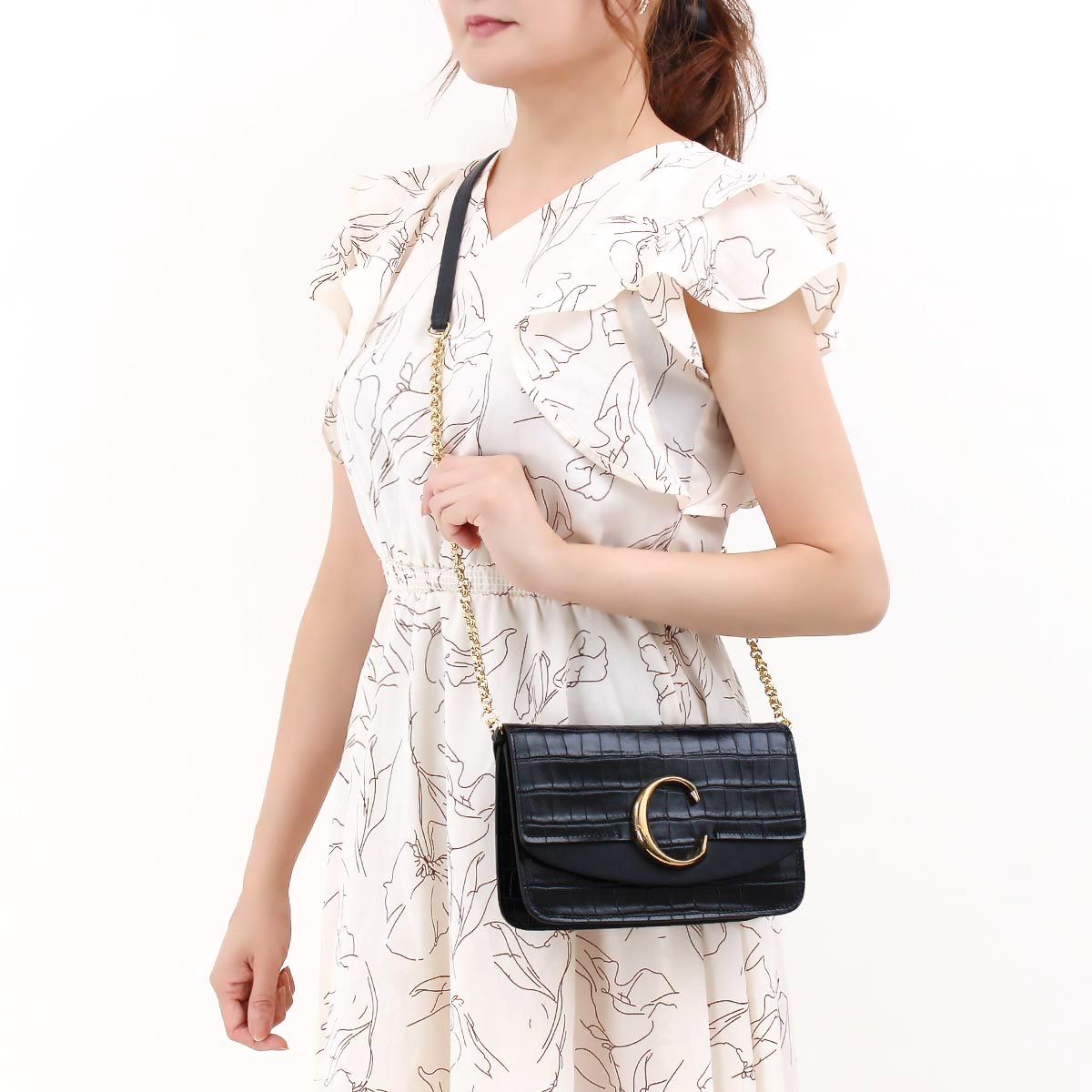 クロエ ショルダーバッグ バッグ レディース クロエ C クロコ型押し フルブルーネイビー CHC19SS192 A87 4D4 - 商品画像 4