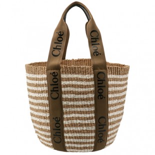 クロエスーパーコピー CHLOE トートバッグ WOODY LOGO ラージ バスケット リボン付き かごバッグ ブラウン系 CHC21US380 E65 20F - 商品画像 2