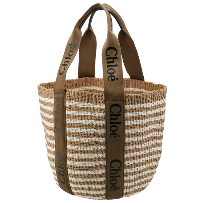 クロエスーパーコピー CHLOE トートバッグ WOODY LOGO ラージ バスケット リボン付き かごバッグ ブラウン系 CHC21US380 E65 20F - 商品画像 9