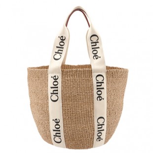 スーパーコピークロエ CHLOE トートバッグ WOODY LOGO ラージ バスケット リボン付き かごバッグ ホワイト CHC21US380 E65 101 - 商品画像 2