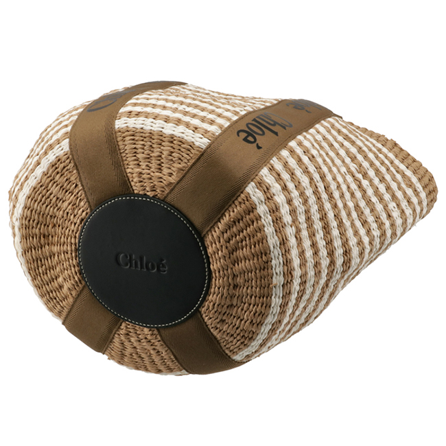 クロエスーパーコピー CHLOE トートバッグ WOODY LOGO ラージ バスケット リボン付き かごバッグ ブラウン系 CHC21US380 E65 20F - 商品画像 5