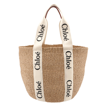 スーパーコピークロエ CHLOE トートバッグ WOODY LOGO ラージ バスケット リボン付き かごバッグ ホワイト CHC21US380 E65 101 - 商品画像 7