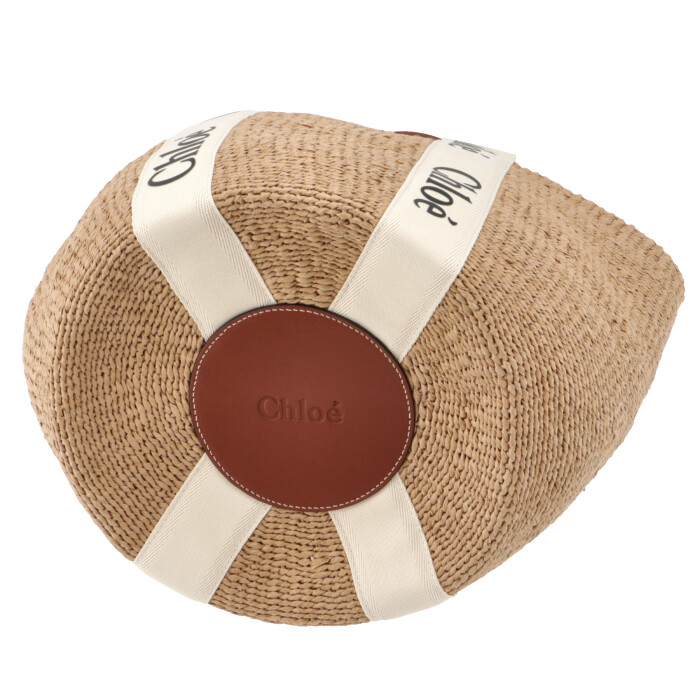 スーパーコピークロエ CHLOE トートバッグ WOODY LOGO ラージ バスケット リボン付き かごバッグ ホワイト CHC21US380 E65 101 - 商品画像 5